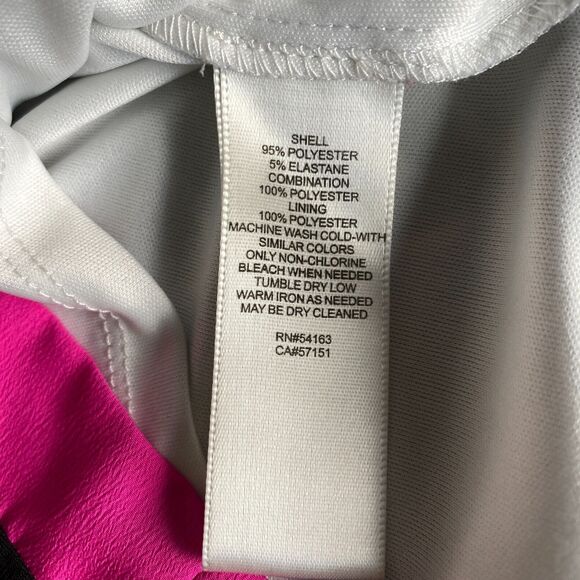 Eliza J Dress Women's 2 Gray Pink Shift Geometric 1/2 Sleeve Art Deco 60's Mod - Picture 9 of 14